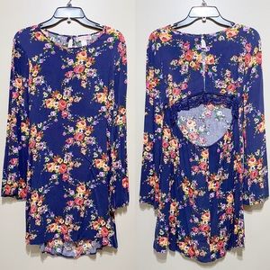 Zoe & Rose Navy Floral Long Sleeve Dress